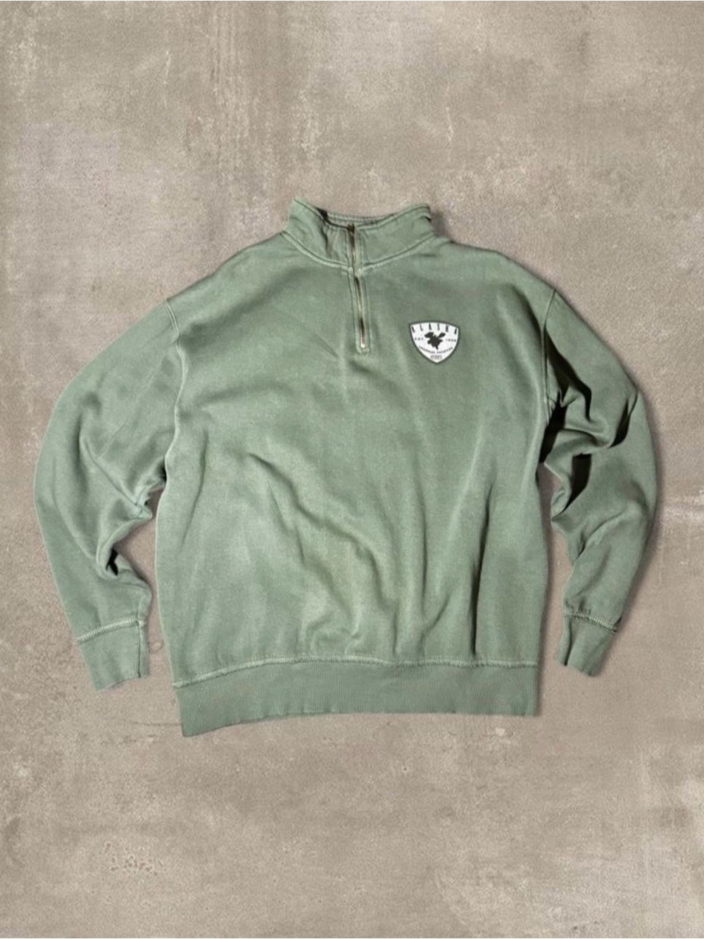 Artisans green quarter zip cotton & polyester sweatshirt